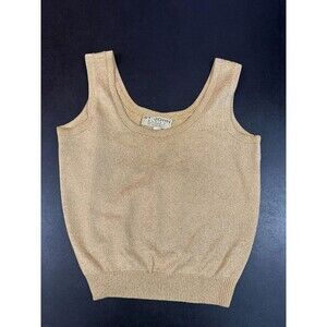 St. John Separates Tank Top Shirt Gold Santana Knit Party Work Woman's Sz S